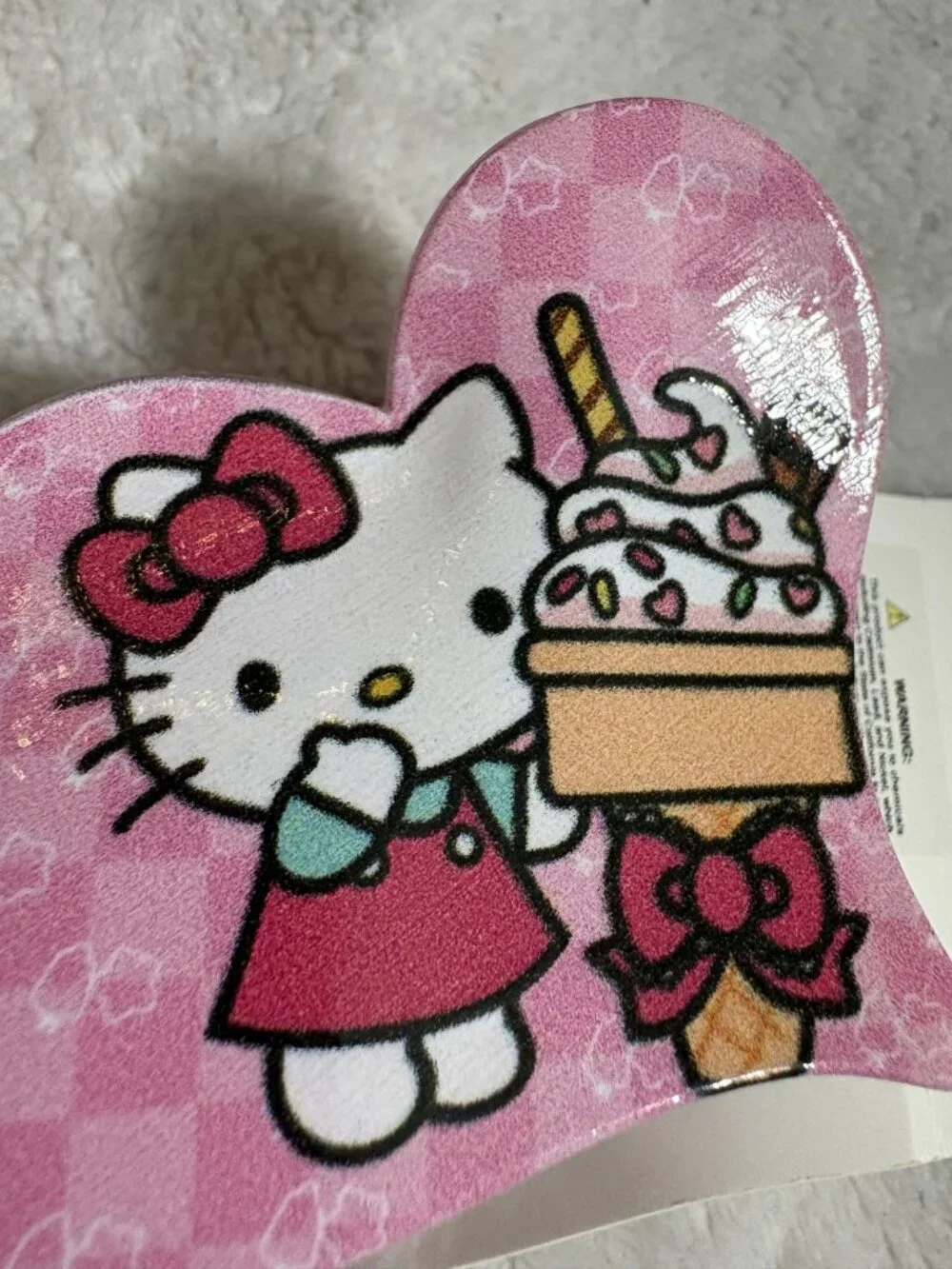 NWT New Pink Checkered Hello Kitty Heart-Shaped Hair Claw Clip Accessory
